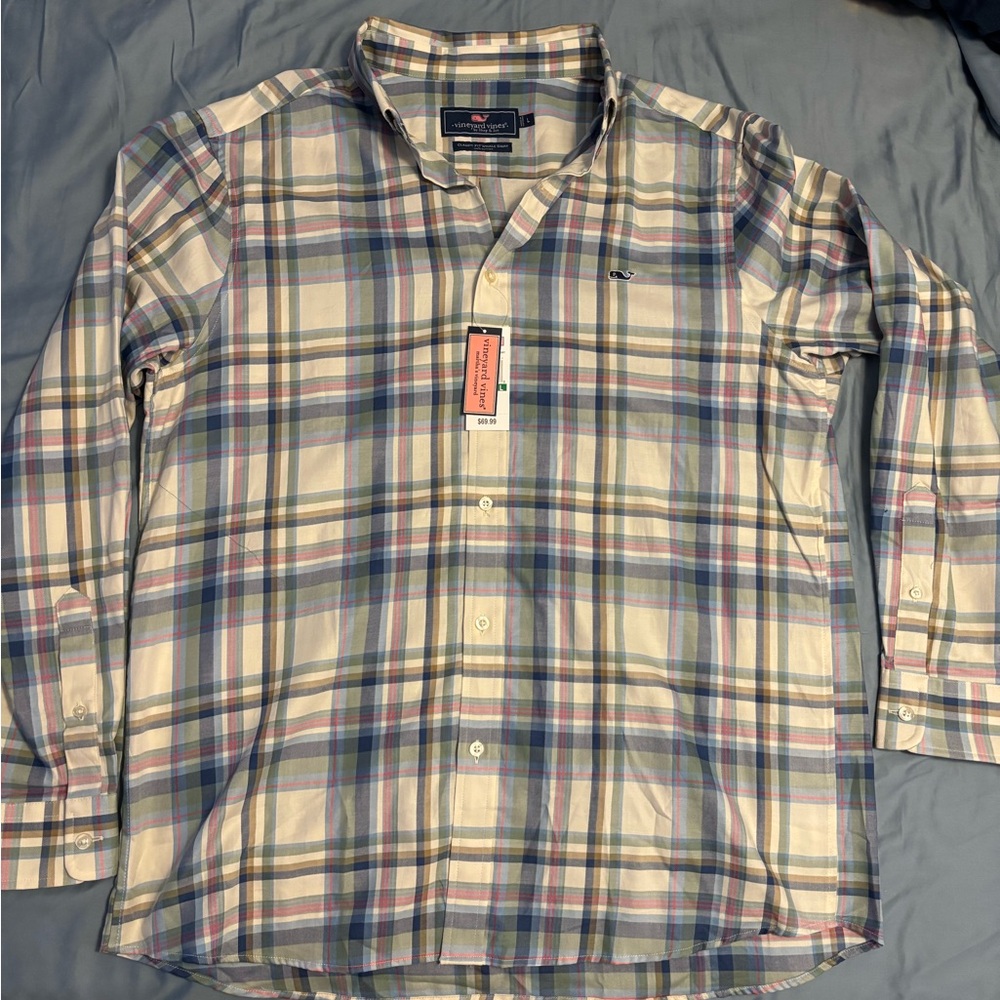 Vineyard Vines Blue and Green Dress Shirt